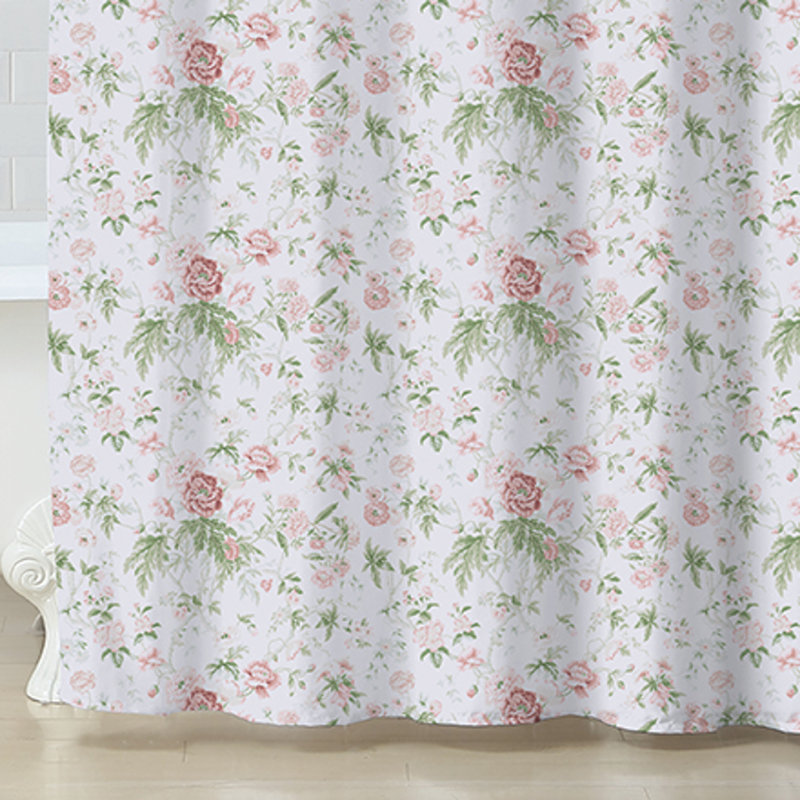 Laura Ashley Breezy Floral Cotton Pink Shower Curtain & Reviews Wayfair
